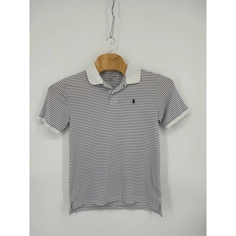 Polo Ralph Lauren Performance Men XL Striped Golf Polo Shirt Navy White